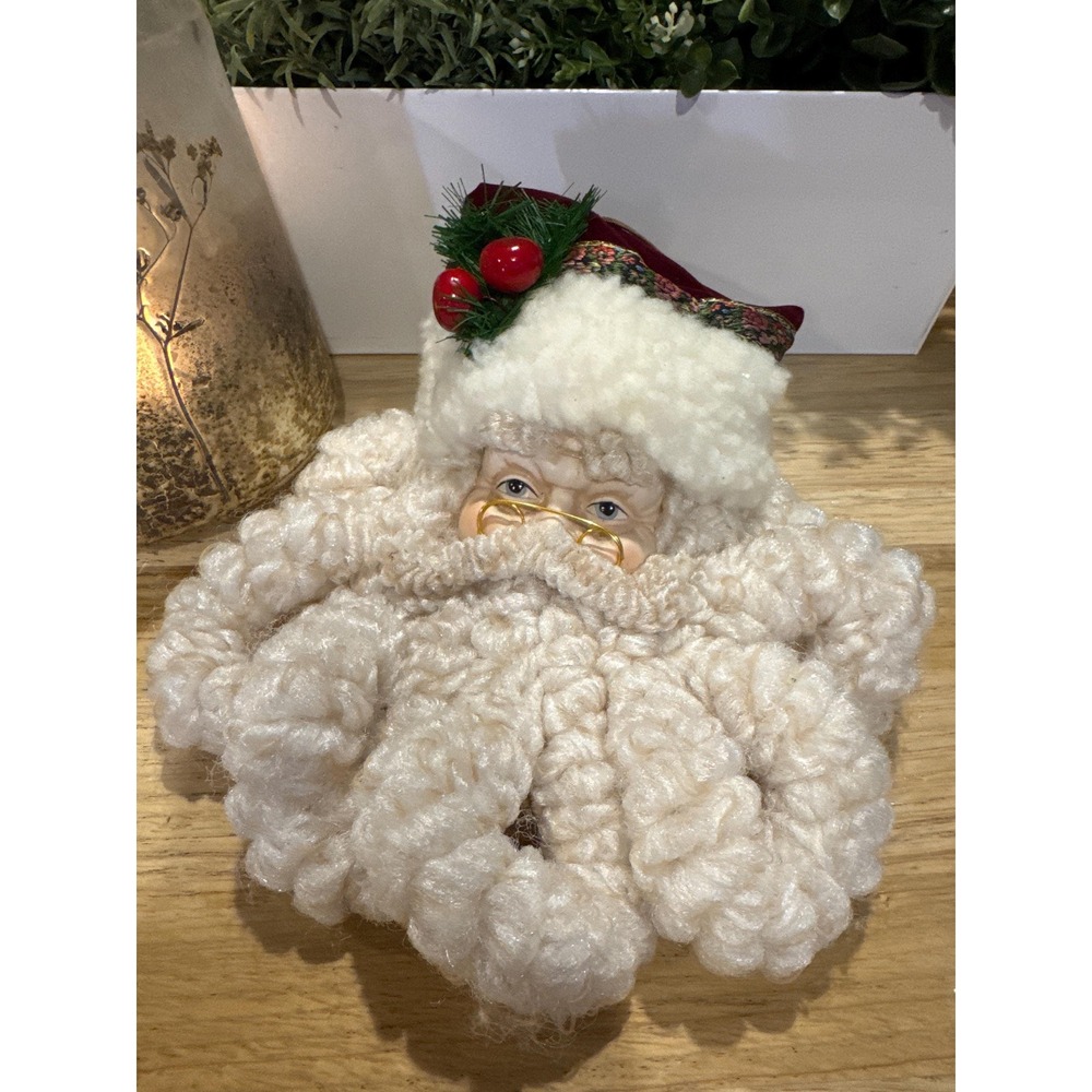 1960s Large Santa Head Decoration ; Hanging or Tabletop